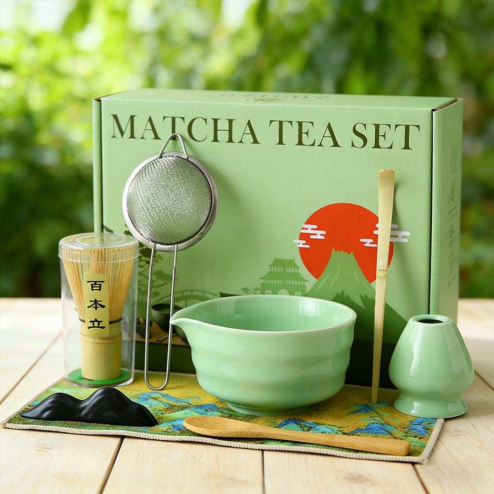 Bamboo Whisk Chasen - ชุดชาเขียวมัทฉะญี่ปุ่นแท้ ชามเซรามิกพร้อมที่ตีชาจากไม้ไผ่ ที่วางชาเซ็น ที่ตักชา ที่กรองชา ชุดพิธีชงชาแบบดั้งเดิม