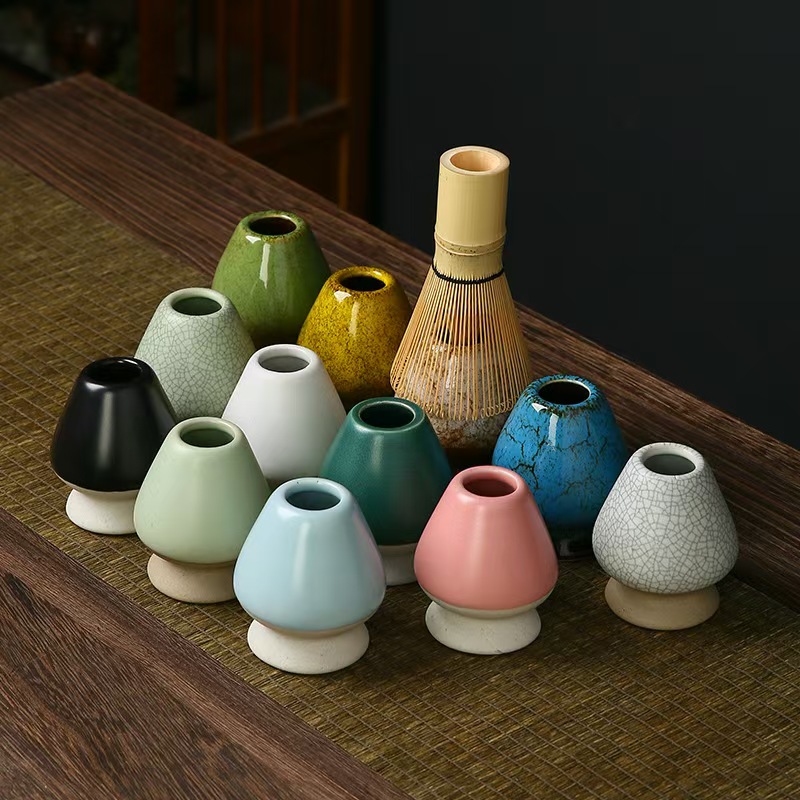 Bamboo Whisk Chasen - ที่วางไม้ตีชาเขียวมัทฉะ ทำจากเซรามิก สำหรับไม้ตีชาเขียวมัทฉะแบบไม้ไผ่ เหมาะสำหรับชุดอุปกรณ์ชงชาเขียวมัทฉะ