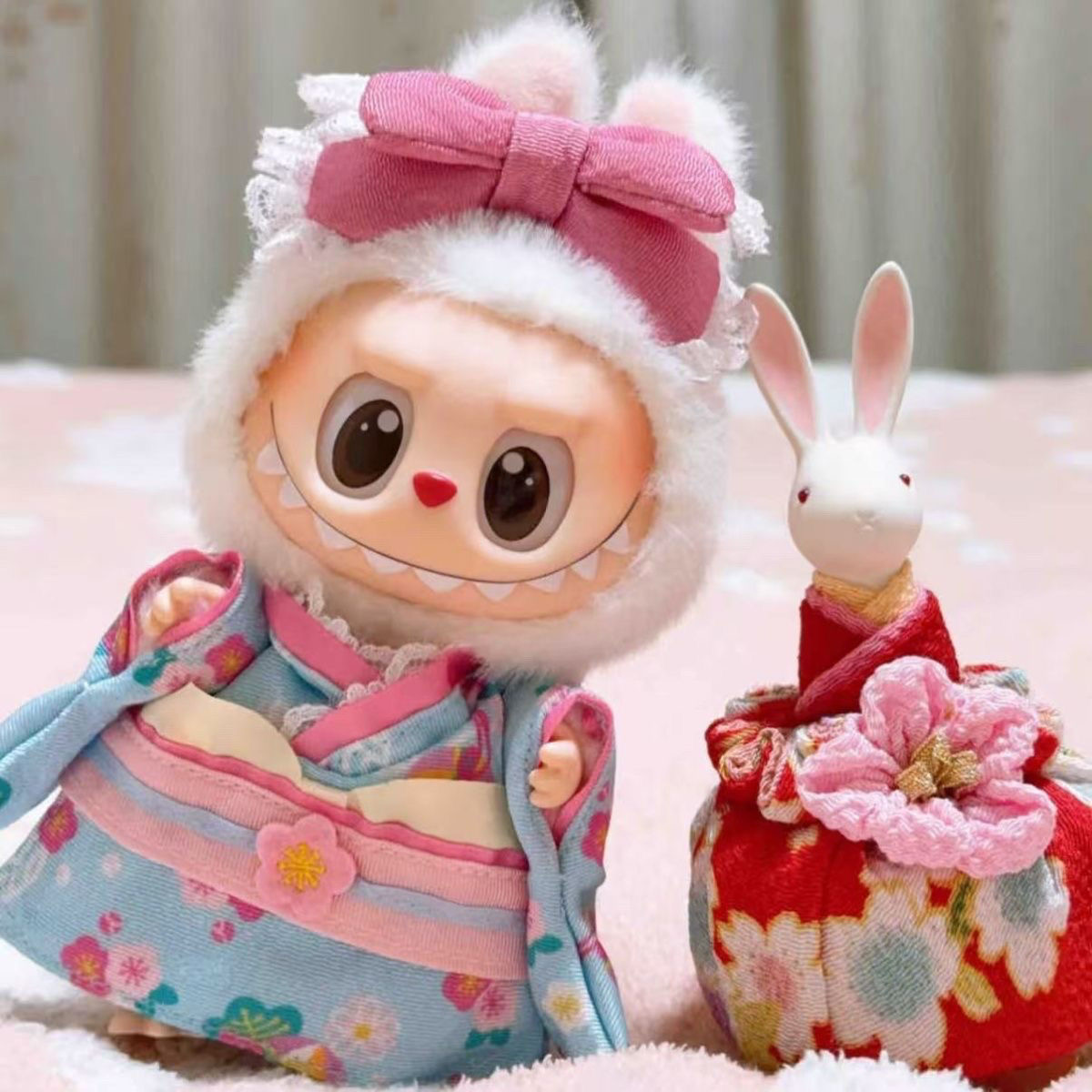 Japan Lifestyle And Culture - สไตล์ญี่ปุ่นแต่งตัวสําหรับ 17 ซม.Labubu ตุ๊กตาชุด Koi Cherry