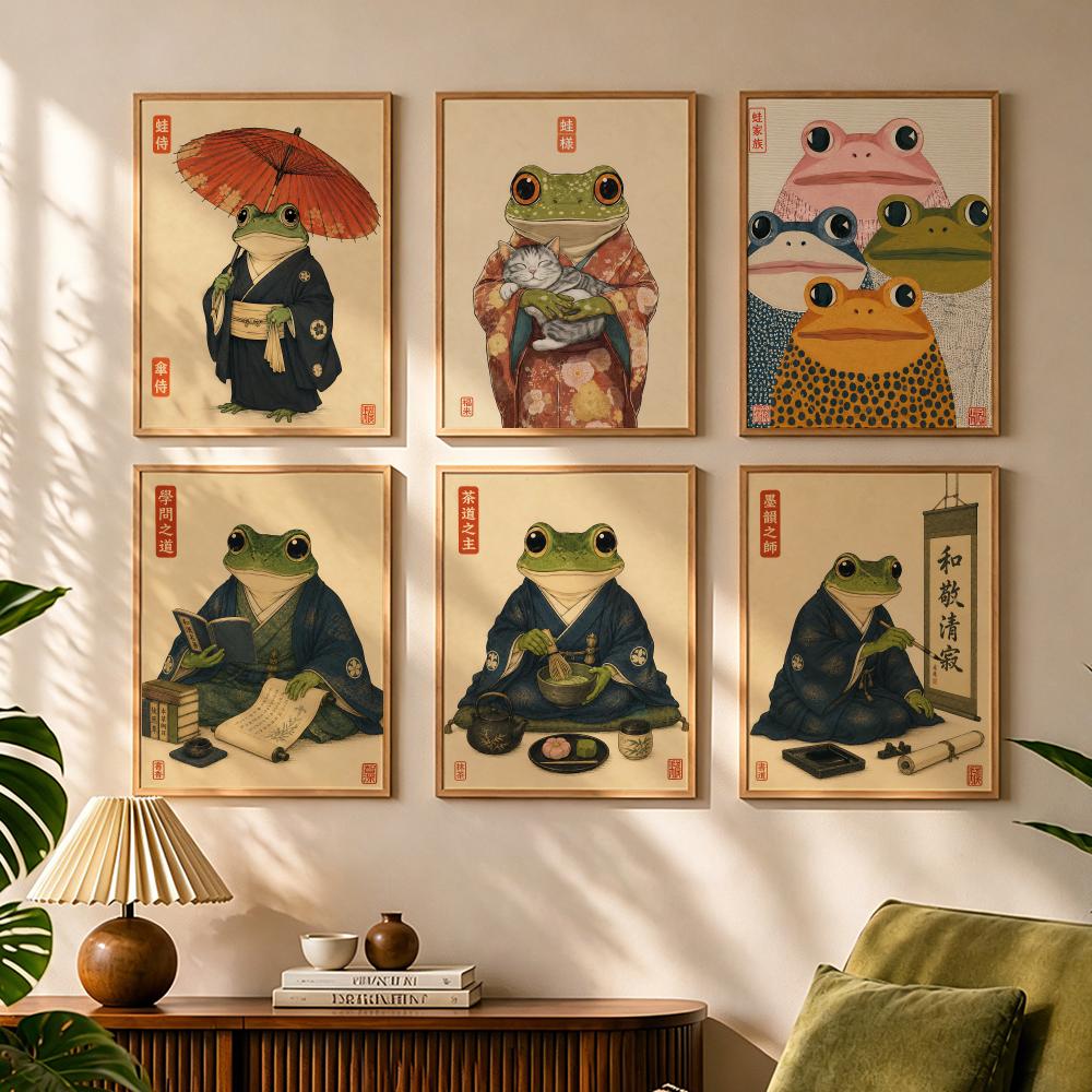 Japanese Lifestyle In Japanese - วัฒนธรรมญี่ปุ่น กบ ไลฟ์สไตล์ ภาพวาด ภาพเขียนตัวอักษร โปสเตอร์ผ้าใบ