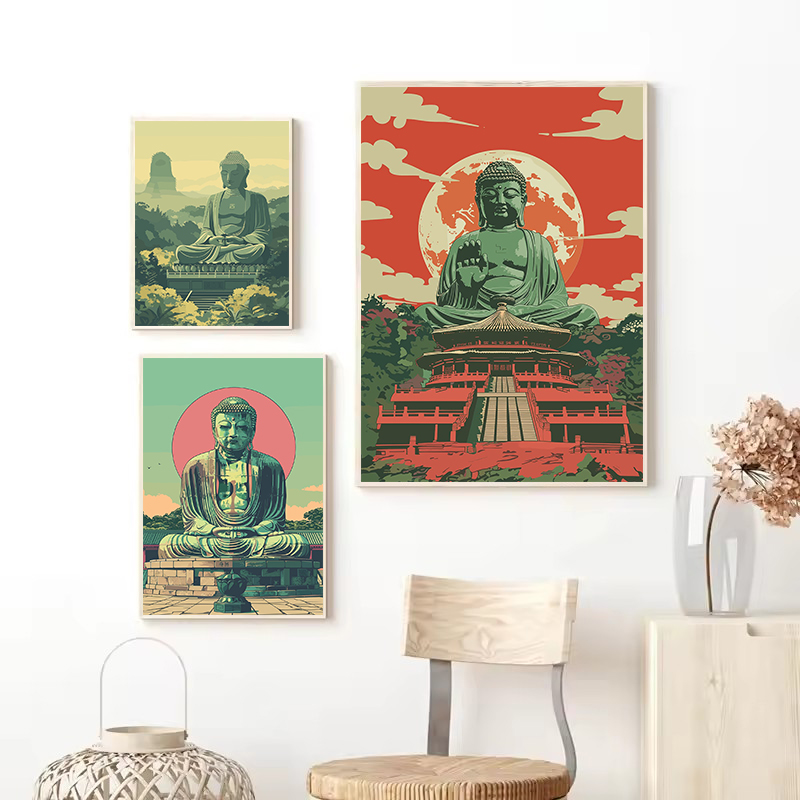 ภาพพิมพ์บนผ้าใบลายพระพุทธรูปสไ - Japanese Zen Lifestyle บทวิจารณ์และราคา